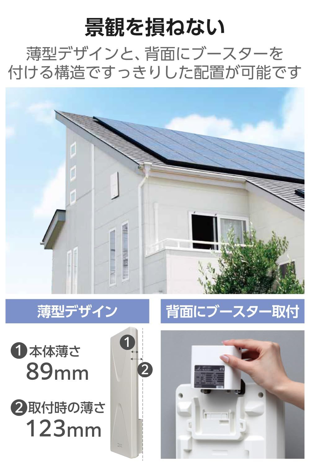 DXアンテナ アンテナ 地上デジタルアンテナ ブースター内蔵 UHF 壁面 26素子相当 オールチャンネル 13 ch. 52 対応 小型 簡単に組み立て 中 弱電界地域向け EC-FA 26 A