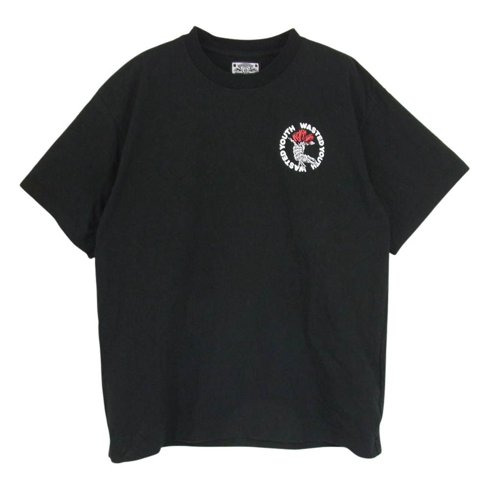 Wasted Youth ウェイステッドユース × VERDY バラ 薔薇 モチーフ 半袖 Tシャツ ブラック系 L【中古】