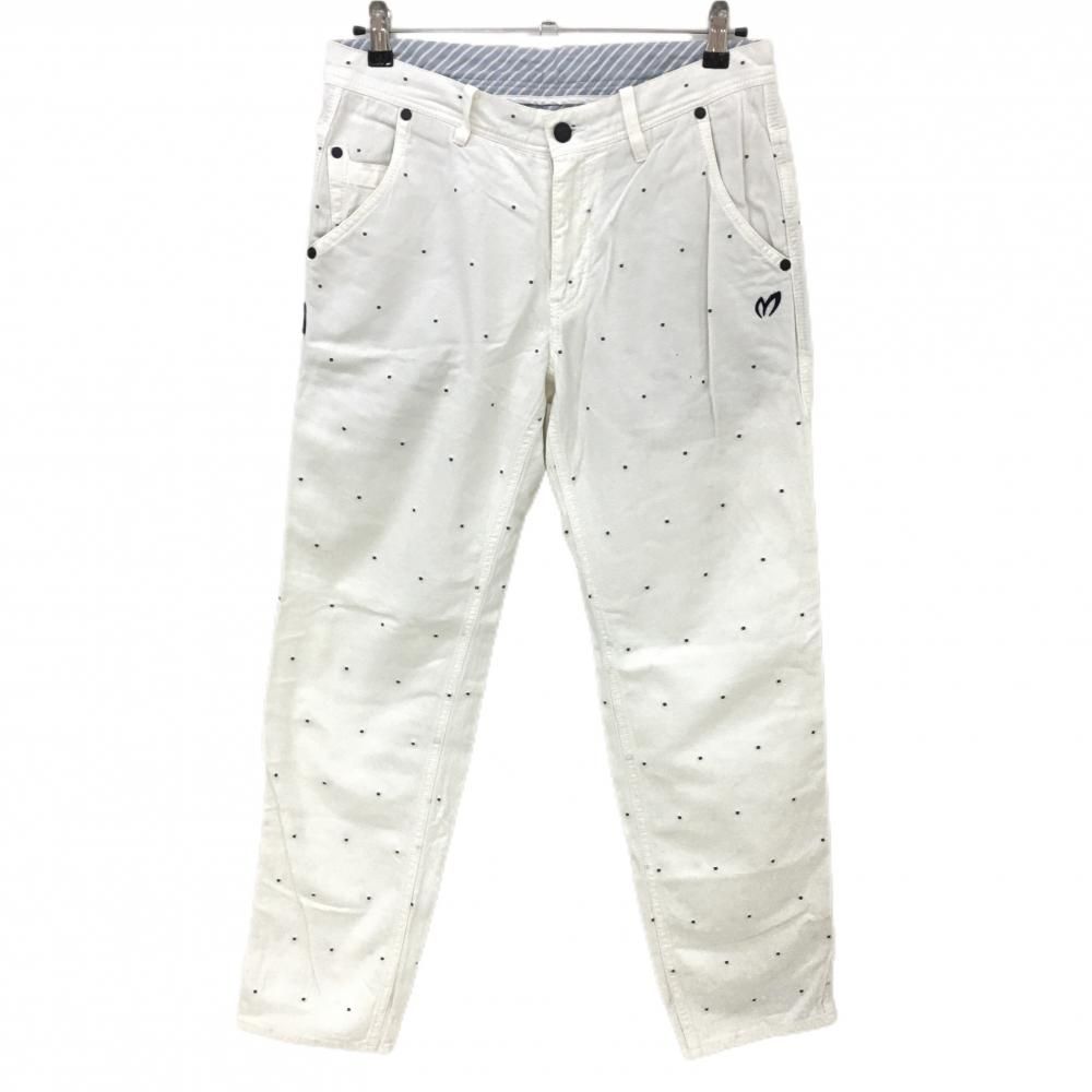 美品】マスターバニー パンツ 白×ネイビー ドット ウエスト裏斜め 