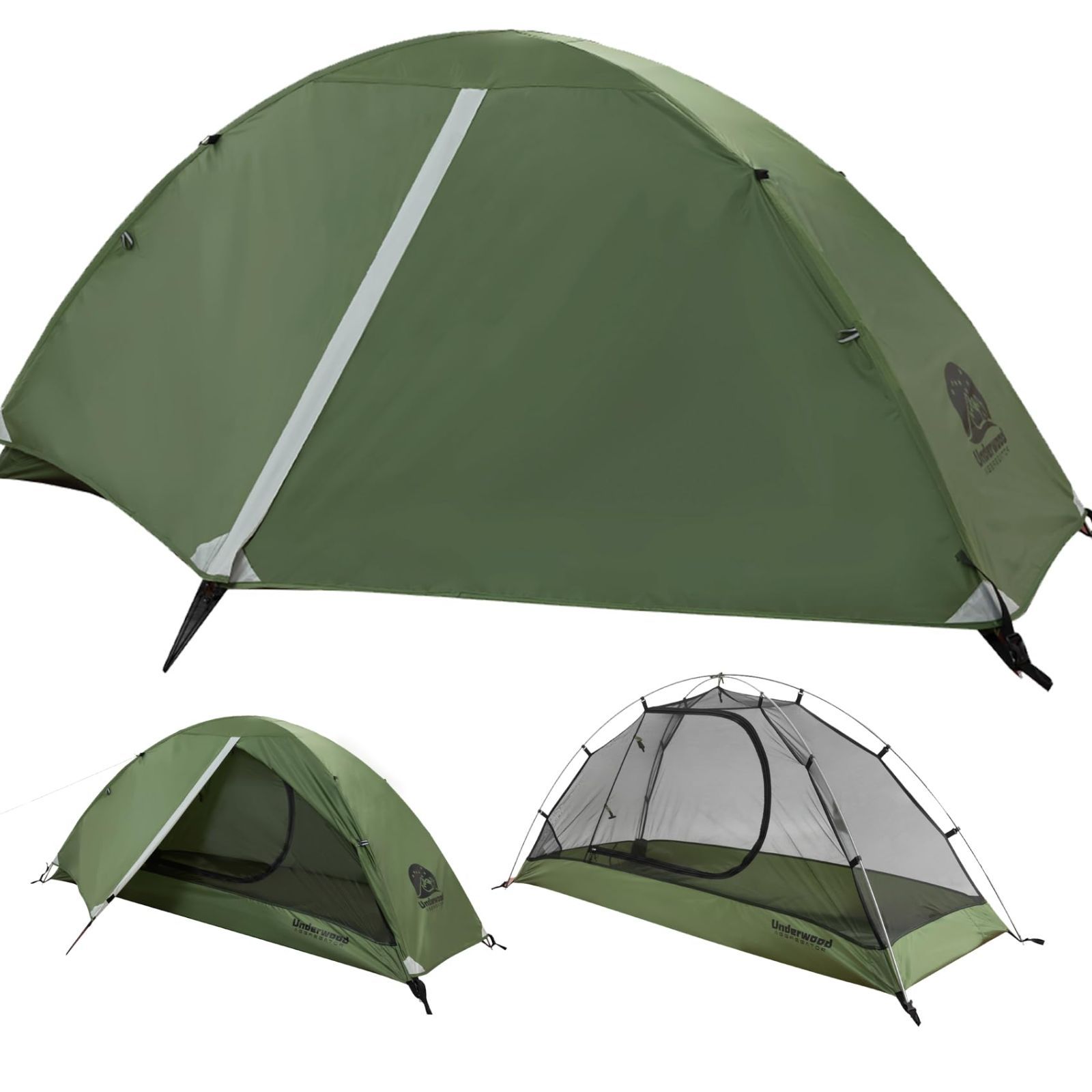 一人用 - 軽量 ドームテント 簡易 テント 二重層 耐水圧5000MM キャンプ 防風防水 登山テント 収納袋付き ソロテント コンパクト ツーリングテント 3シーズン テント UnderwoodAggregator 1人用 防災用 キャンプ用品
