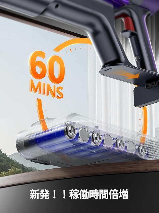 掃除機コードレス【2024革新モデル!】550W 45000pa超強力吸引 自立式