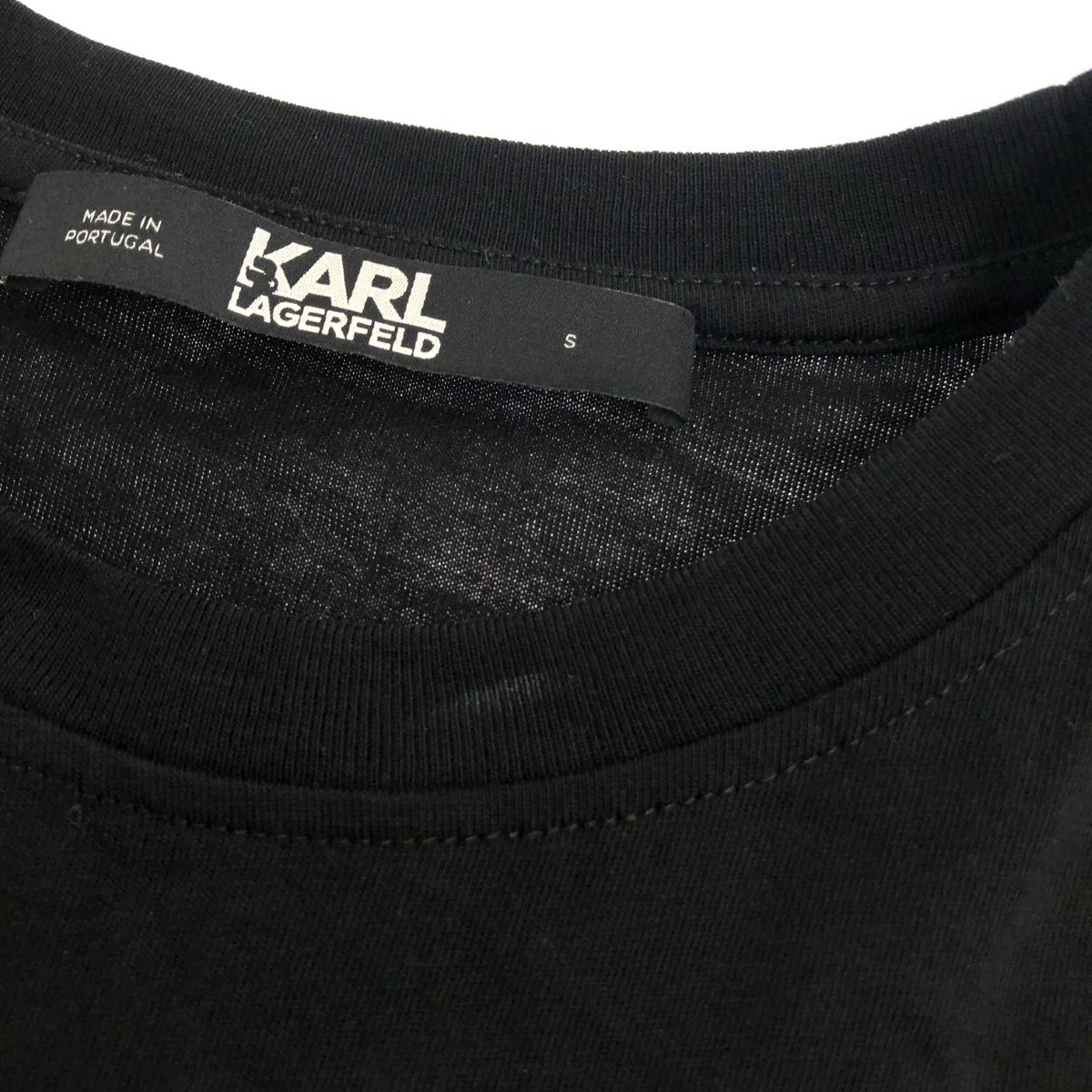 良好 KARL LAGERFELD カールラガーフェルド 半袖 カットソー サイズ:S  ブラック  メンズ 　241011008496