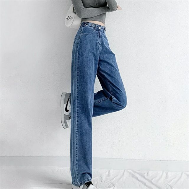 韓国ファッション デニムパンツ ストレート ワイドパンツ (T)