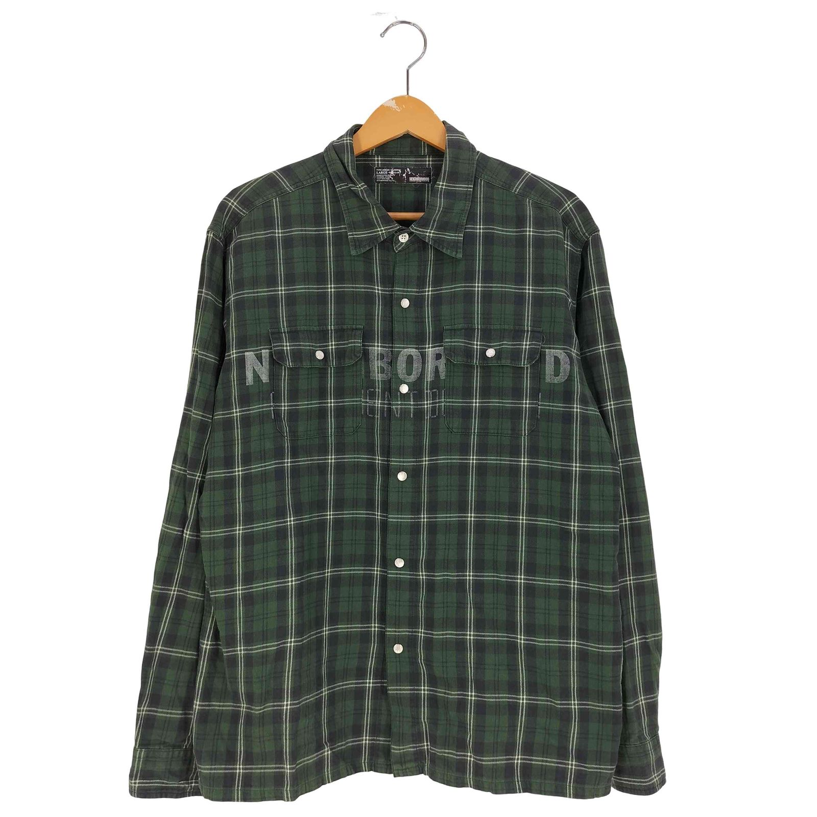 ネイバーフッド NEIGHBORHOOD ロゴプリント スナップボタン チェックシャツ メンズ JPN L