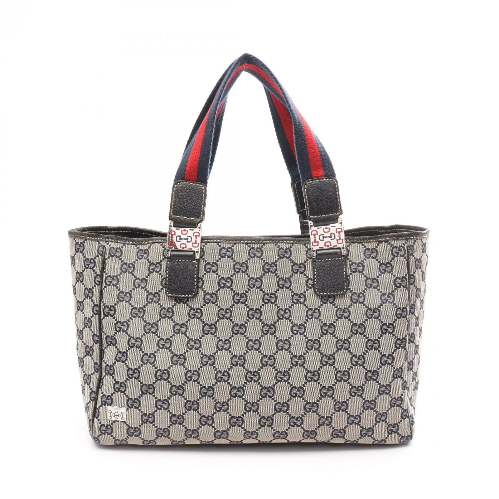 GUCCI キャンバストートバッグ ベージュ/ネイビー