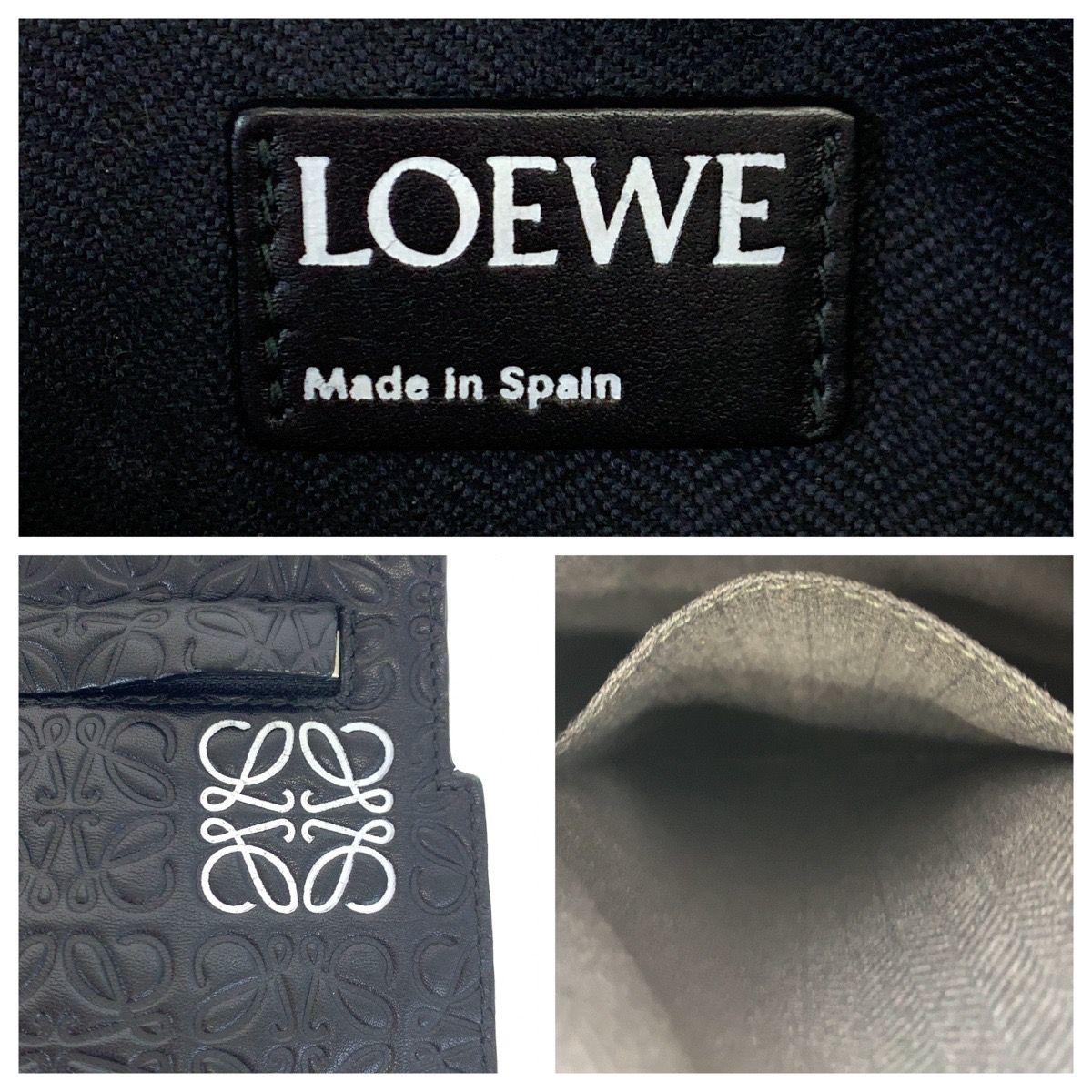 美品 LOEWE ロエベ リピート アナグラム ブラック 黒 レザー