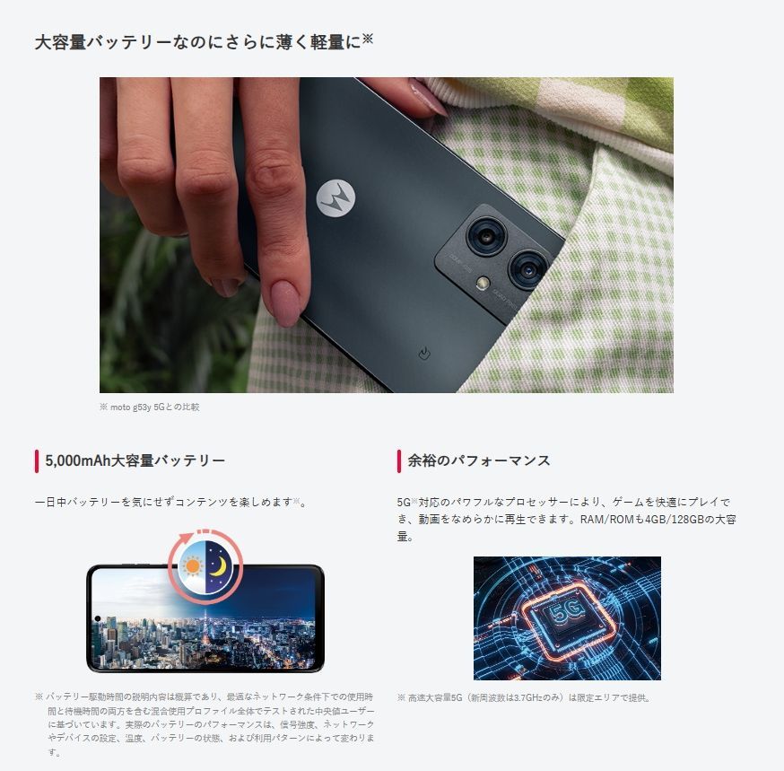 Moto g64y 5G A401MO しょっぱく シルバーブルー【Y!mobile版SIMフリー】 MOTOROLA 当社３ヶ月