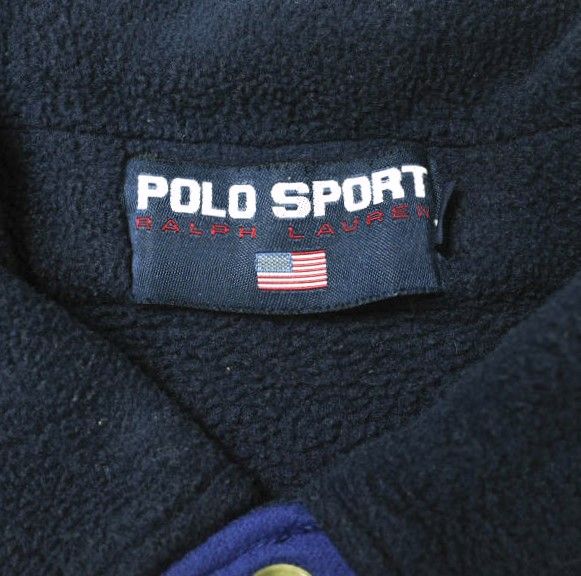 POLO SPORT ポロスポーツ 90s USA LOGO FLEECE JACKET ロゴ刺繍 フリースプルオーバージャケット L NAVY  Ralph Lauren ラルフローレン 星条旗 アウター g18136 - メルカリ