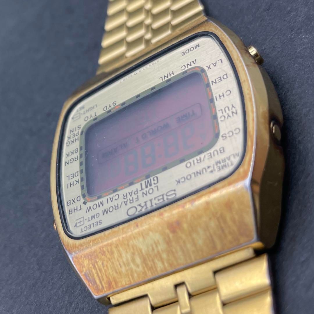 SEIKO A718-5030 GMTワールドタイム ゴールド ヴィンテージ デジタル