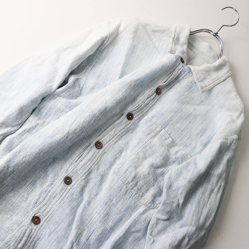 うさとのシャツ うさと USAATO 手織り 天然草木染め シャツ＼ライトブルー ブラウス