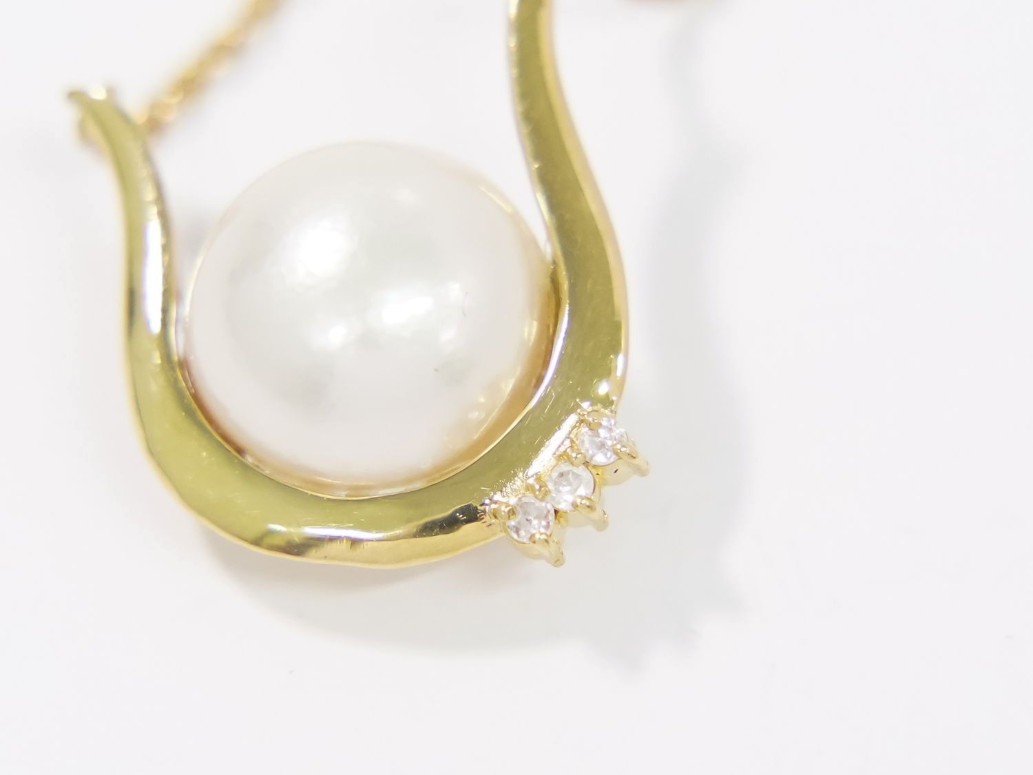 本物 パール 10.4mm ダイヤモンド 0.03ct 750 K18 YG ネックレス  