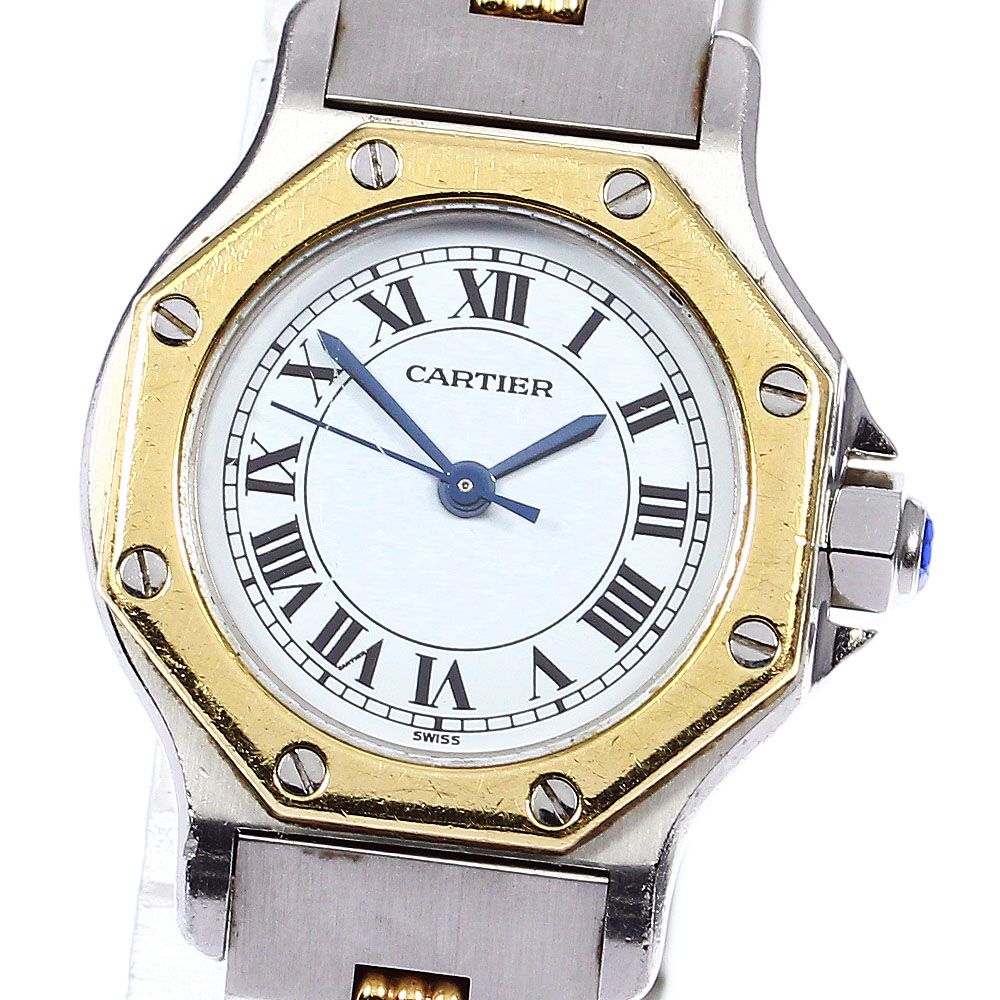 訳ありカルティエ CARTIER W2001683 サントスオクタゴンSM YGコンビ デイト クォーツ レディース_765293 - メルカリ