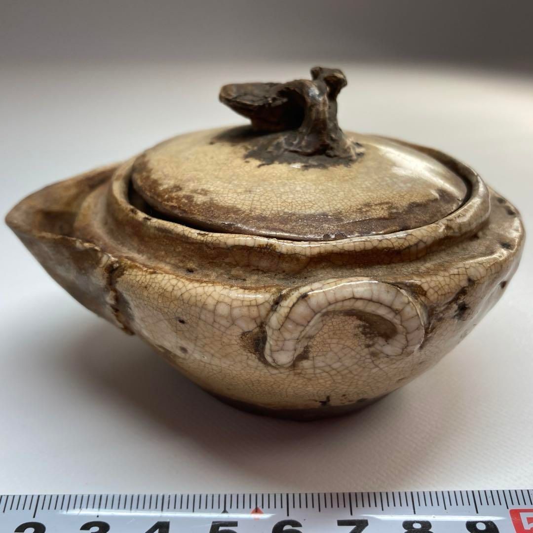 二六焼 霊芝つまみ急須 幅9.6 高さ6㎝ 本Y5-0515