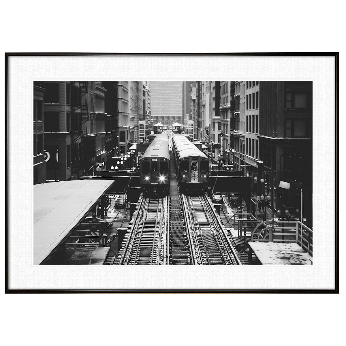 アメリカ写真 シカゴ 地下鉄 インテリアアートポスター写真額装 AS0122