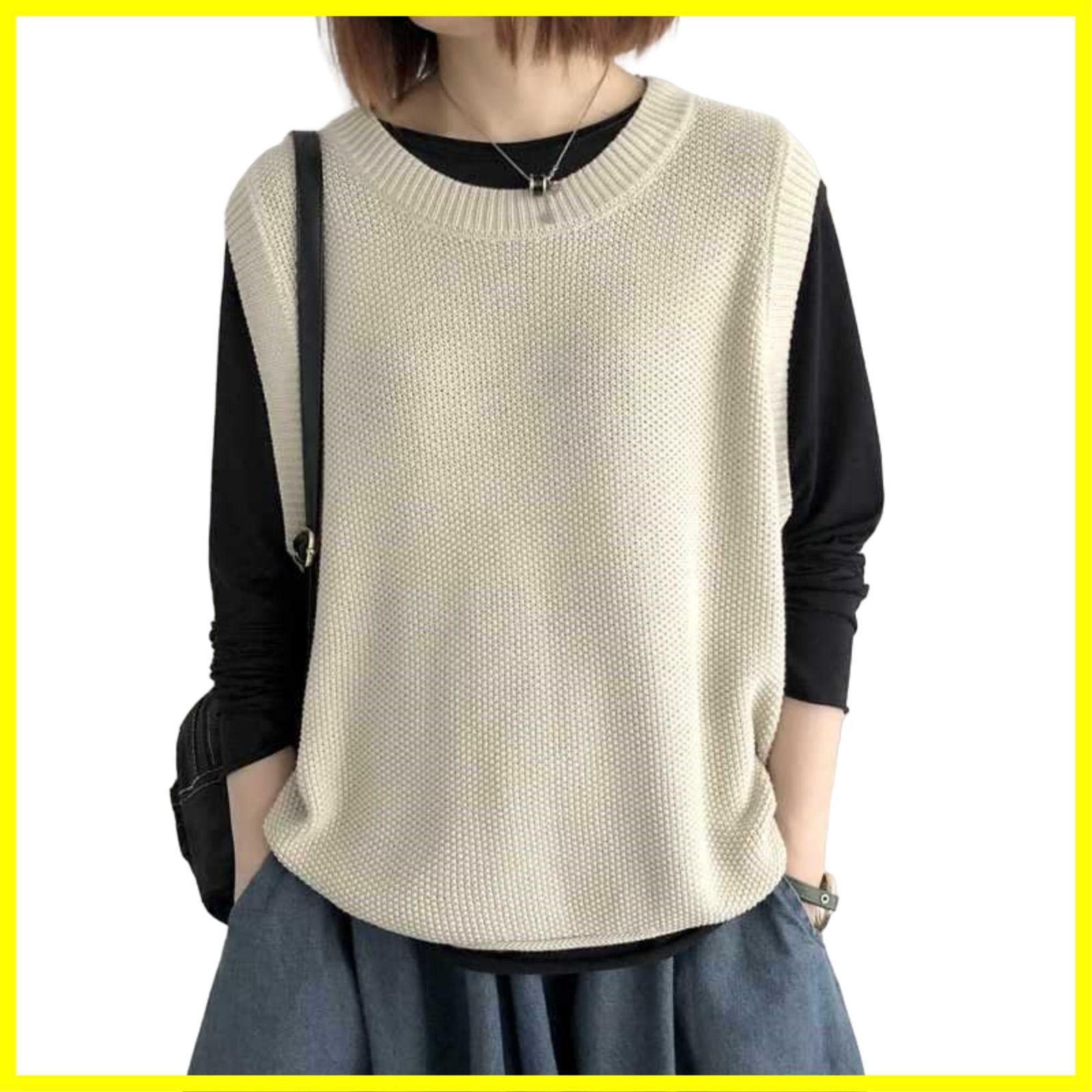【人気商品】カジュアル サマー 着せ プルオーバー 無地 トップス レトロ 編み風 秋 大きいサイズ 春 重ね着風 ベスト ニットセーター おしゃれ レディース きれいめ体型カバー ニットベス