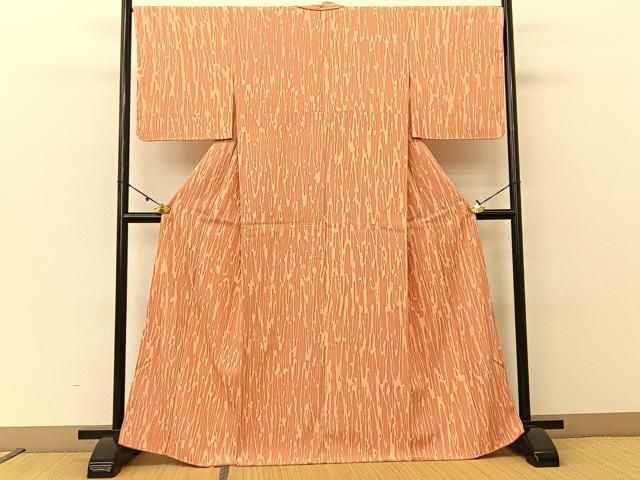 一閑張り（大正縮緬使用） 平和屋着物□上質な小紋 抽象文様 鬼しぼ縮緬 正絹 逸品 未使用