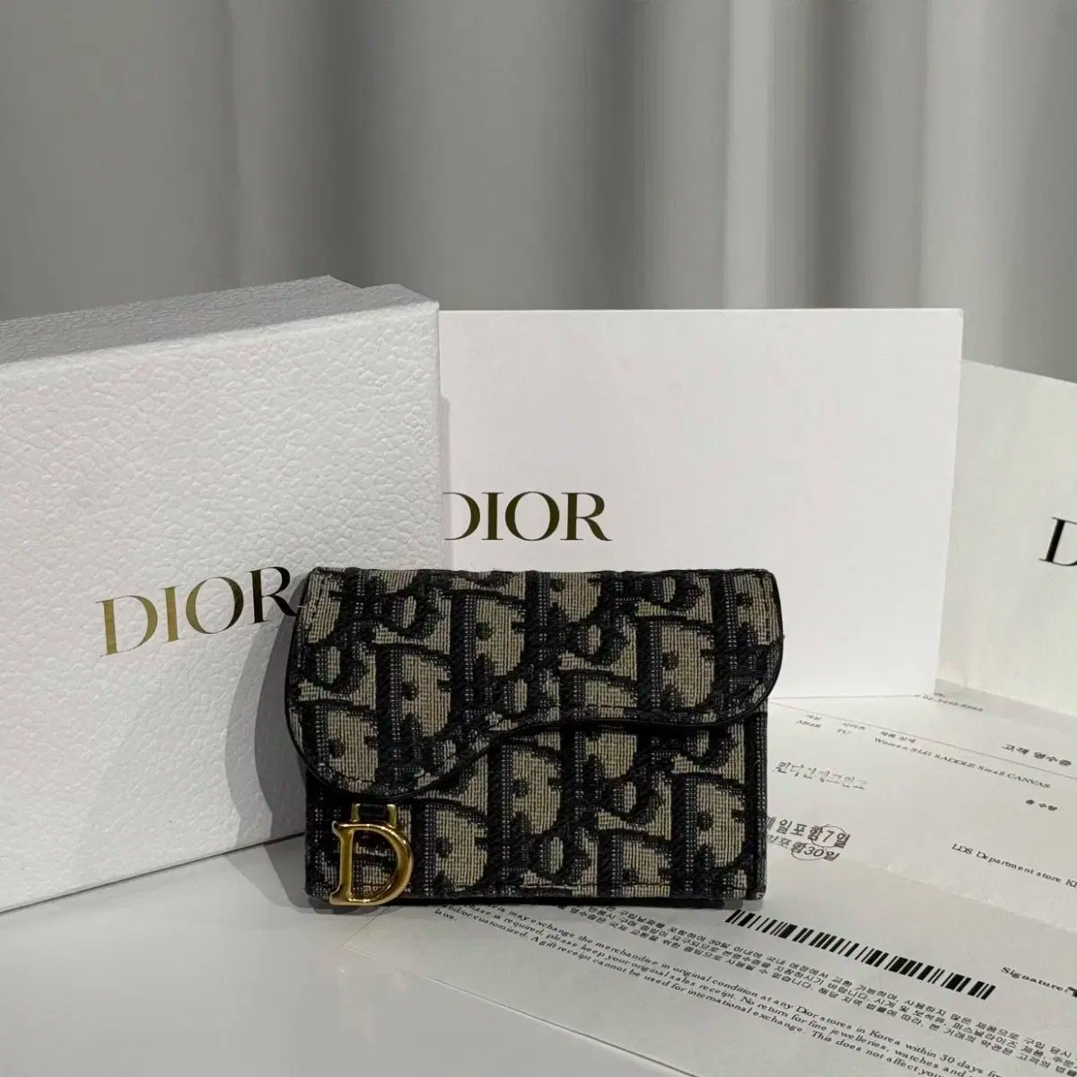 極美✨付属完備✨ディオール 二つ折り財布 オブリーク サドル レザー