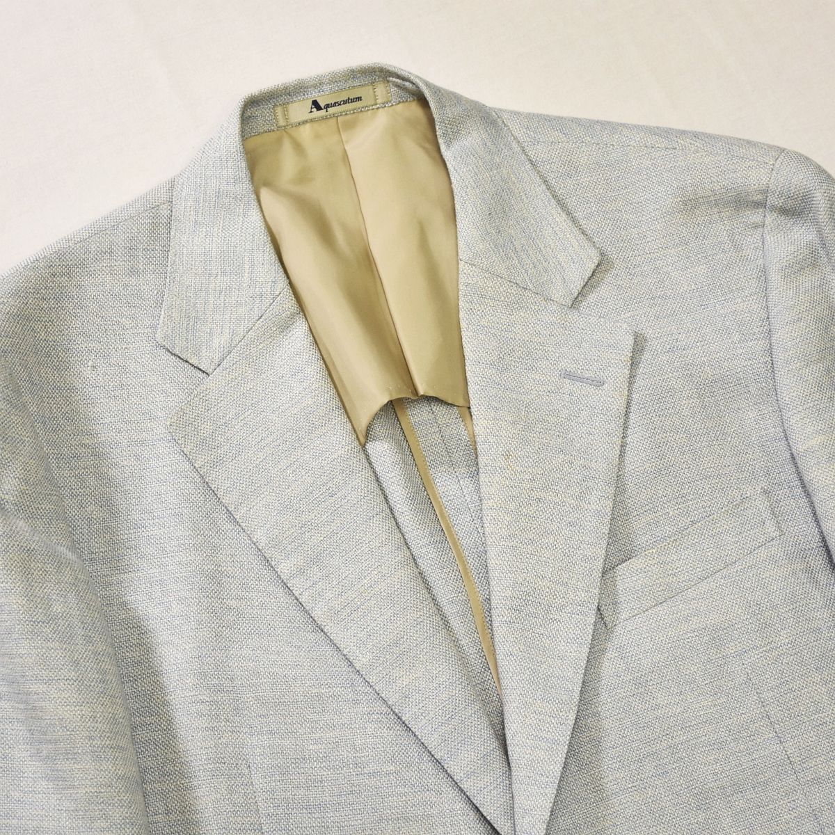 【希少】アクアスキュータム　リネン　シルク　背抜き　ブルー　テーラード　AB6 2025年最新】Aquascutum メンズ テーラードジャケットの人気