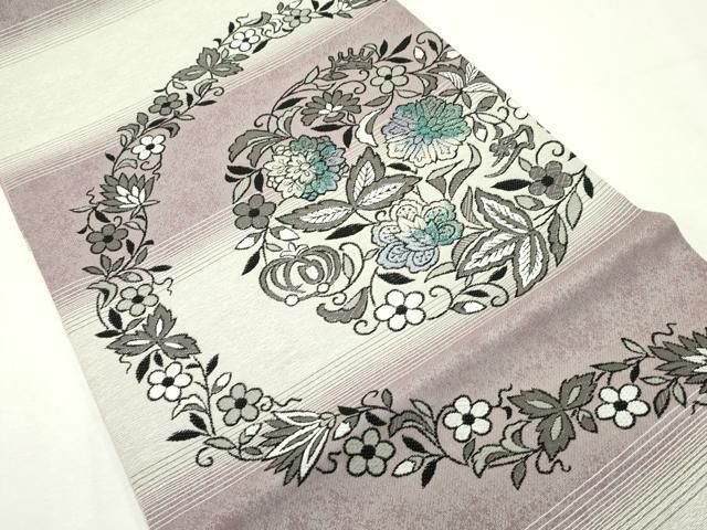 平和屋本店□極上 BANKAN MODEST 両面 六通柄袋帯 唐織 花唐草丸文