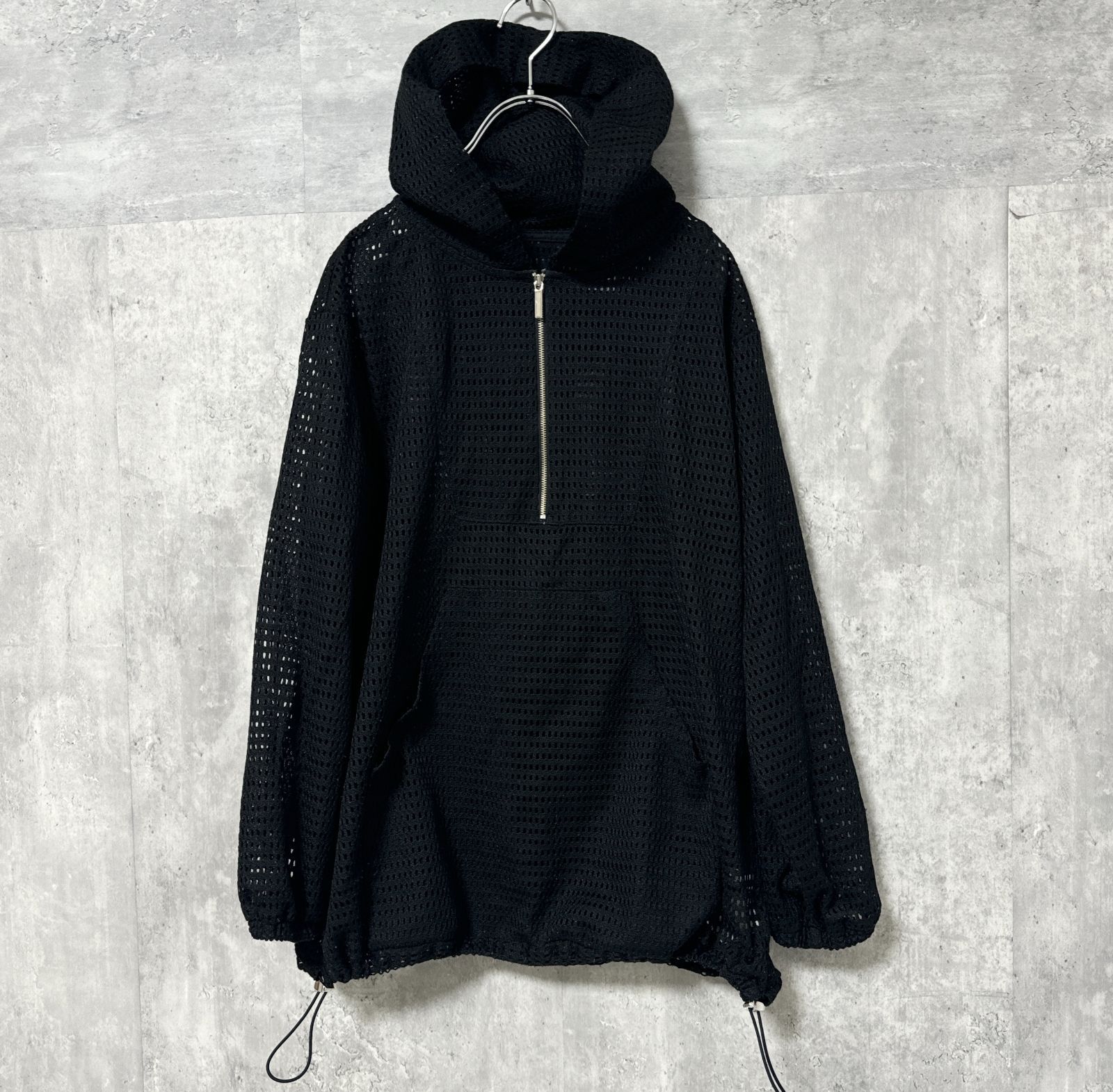 doudou DOUDOU ドゥドゥ メッシュアノラックシャツ ブラック 長袖 