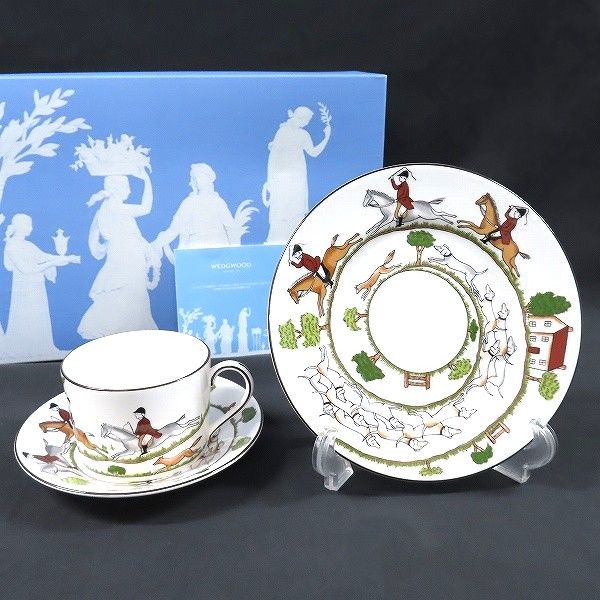 anv ウェッジウッド WEDGWOOD ハンティングシーン カップ＆ソーサー ケーキ皿 プレート 食器 同梱不可 858902