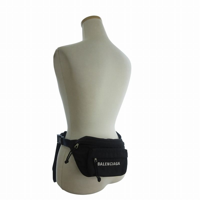 バレンシアガ ウエストバッグ ウィール ロゴ刺繍 ナイロン ブラック