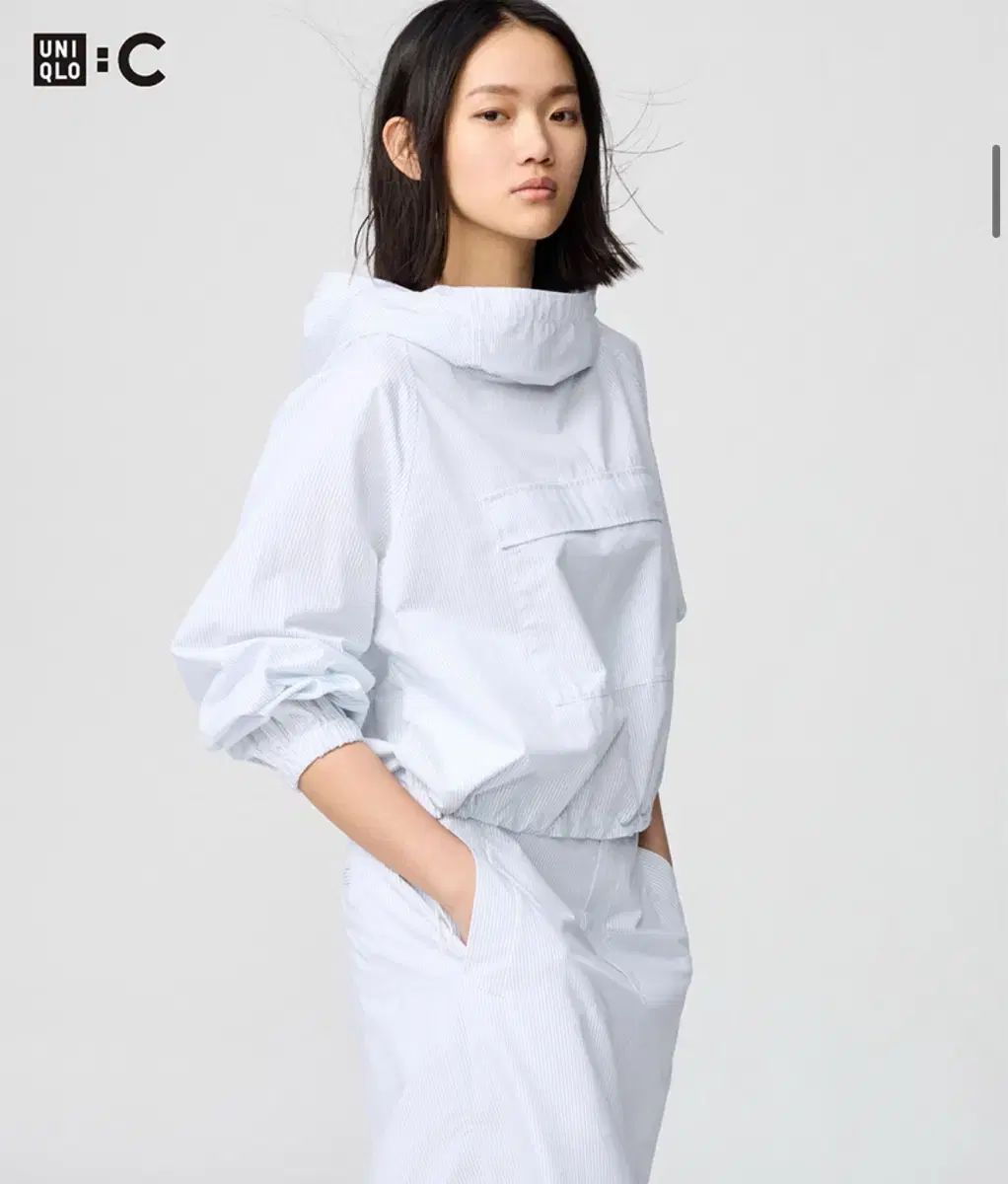 UNIQLO ユニクロ C ストライプ フード付きプルオーバーシャツ