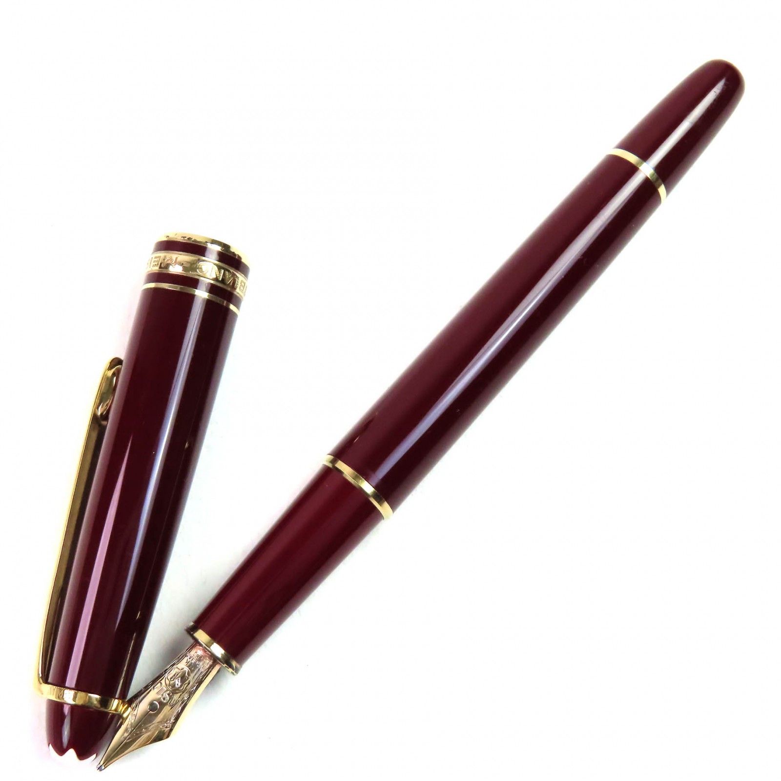 美品▼MONTBLANC モンブラン マイスターシュテュック クラシック ペン先14K Mニブ ホワイトスター 万年筆 ボルドー ゴールド ケース付き ドイツ製 メンズ MONTBLANC（モンブラン） 良品△モンブラン クラシック Mニブ ペン先