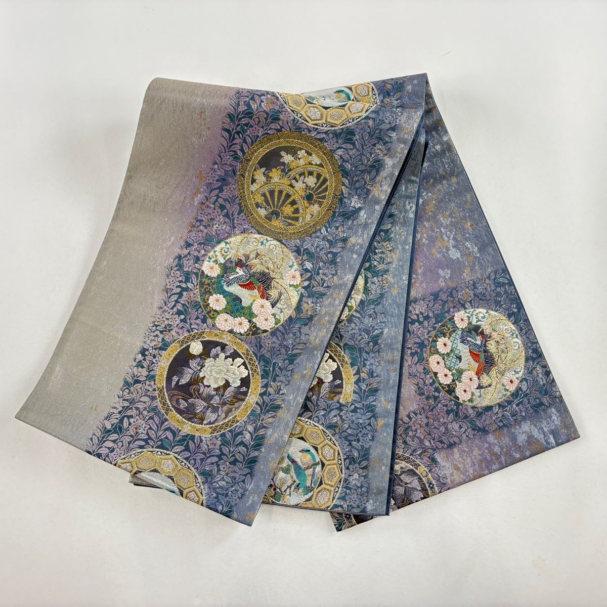 ☆袋帯 正絹 花車 袋帯 秀品 馬車 花鳥 唐織 金糸 灰茶 六通 正絹 【中古】 - メルカリ