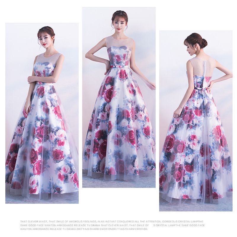パーティードレスlongdressロングドレスウエディング二次パーティドレスワンピースウェディングドレスドレスノースリーブhy花柄