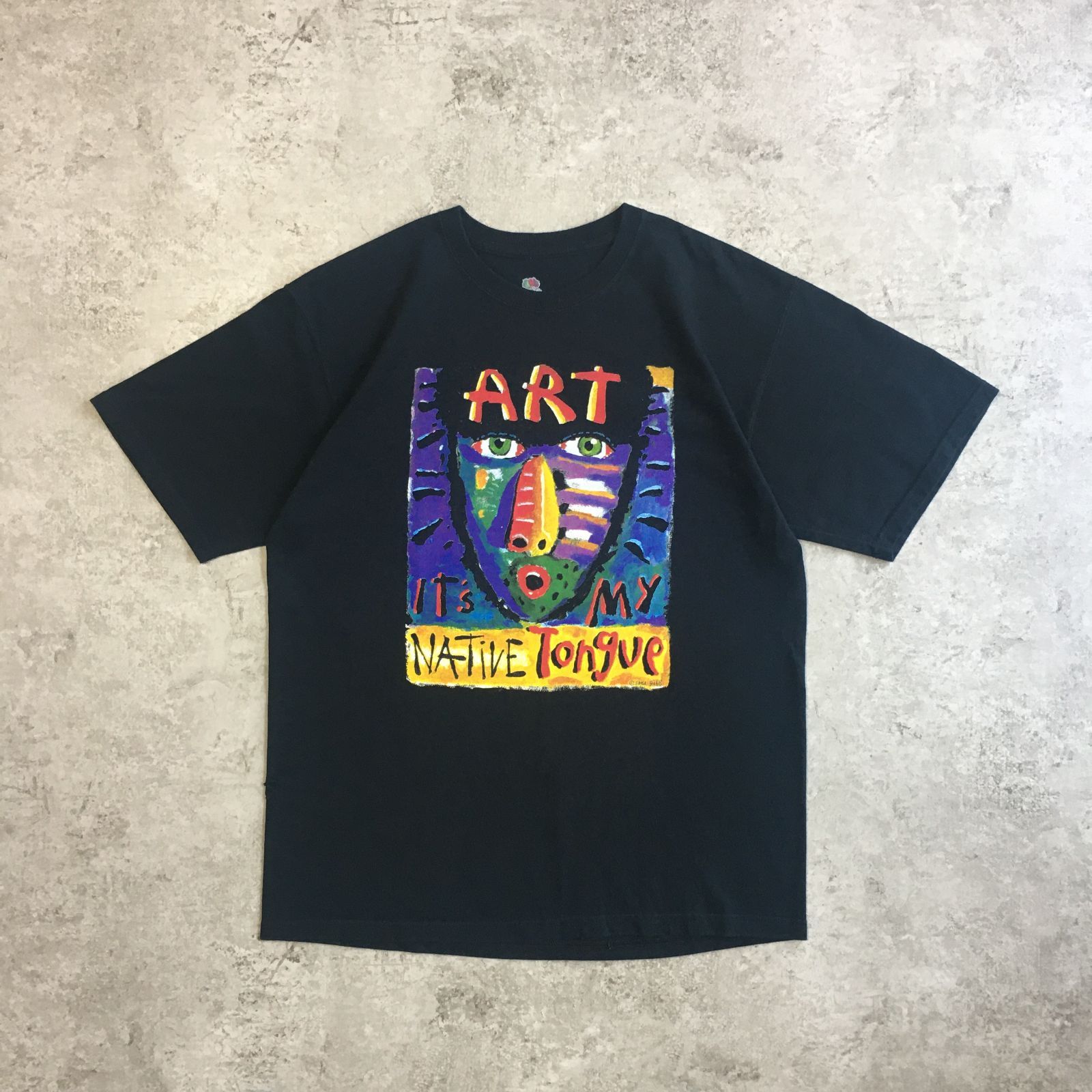 90~00s Fred Babb ART 「It's my NATIVE Tongue」Art Printed T-shirt フレッド・バブ アートTシャツ フルーツオブザルーム