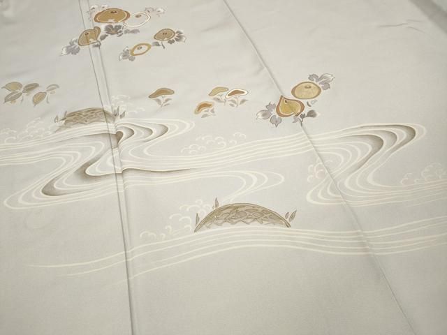 平和屋着物●訪問着　駒刺繍　万寿菊籬流水文　金彩　正絹　逸品　CAAY4859ut 平和屋着物○訪問着 駒刺繍 万寿菊籬流水文 金彩 正絹 逸品 CAAY4859ut