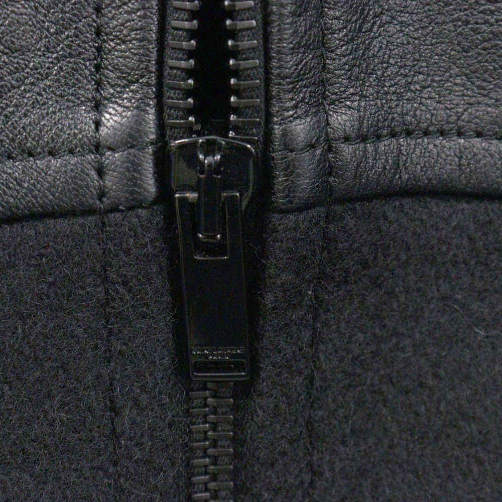 超美品✨SAINT LAURENT ウール×レザーショートブルゾン ブラック SAINT LAURENT PARIS (サンローランパリ) ウール×レザーショート