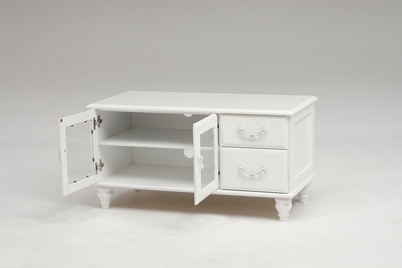 テレビ台 エレガントハンドルテレビボード(ホワイト・幅88×奥行