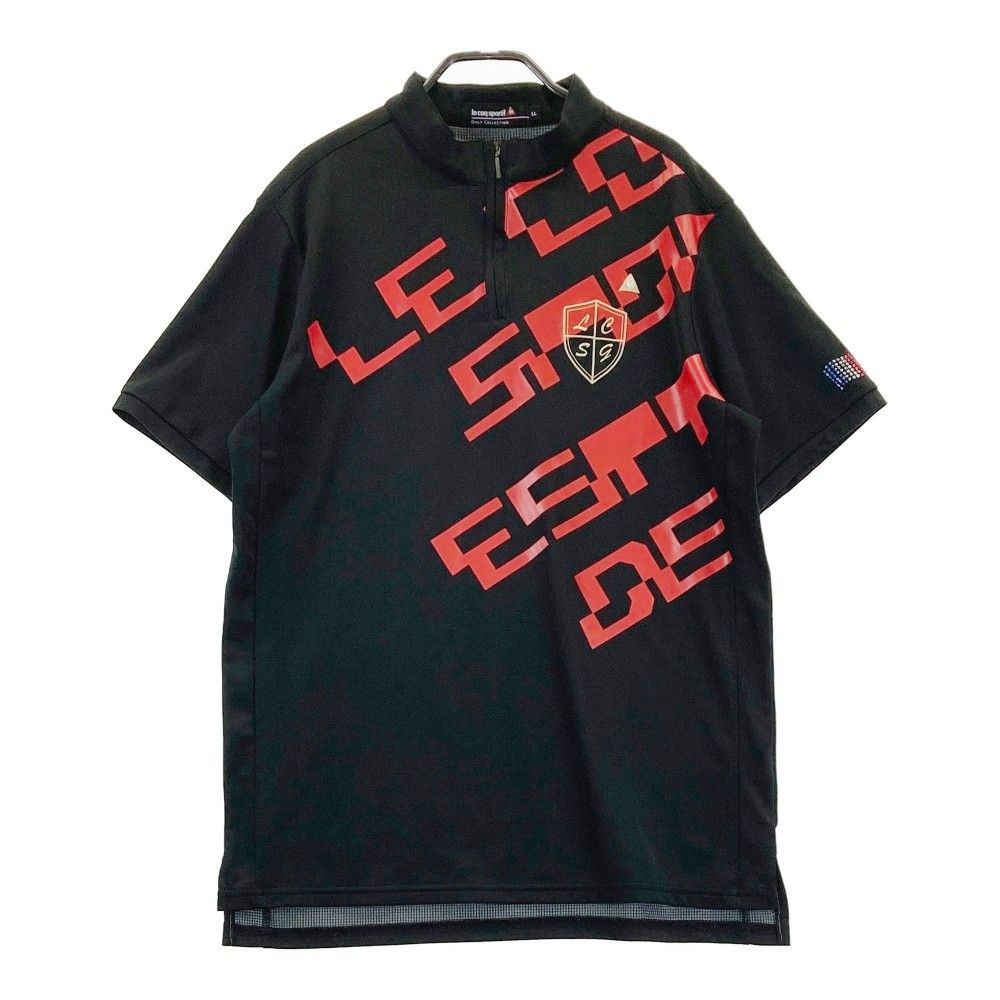 サイズ：LL LECOQ GOLF ルコックゴルフ  ハーフジップ 半袖Tシャツ  ブラック系 [240101291028]# ゴルフウェア メンズ ストスト