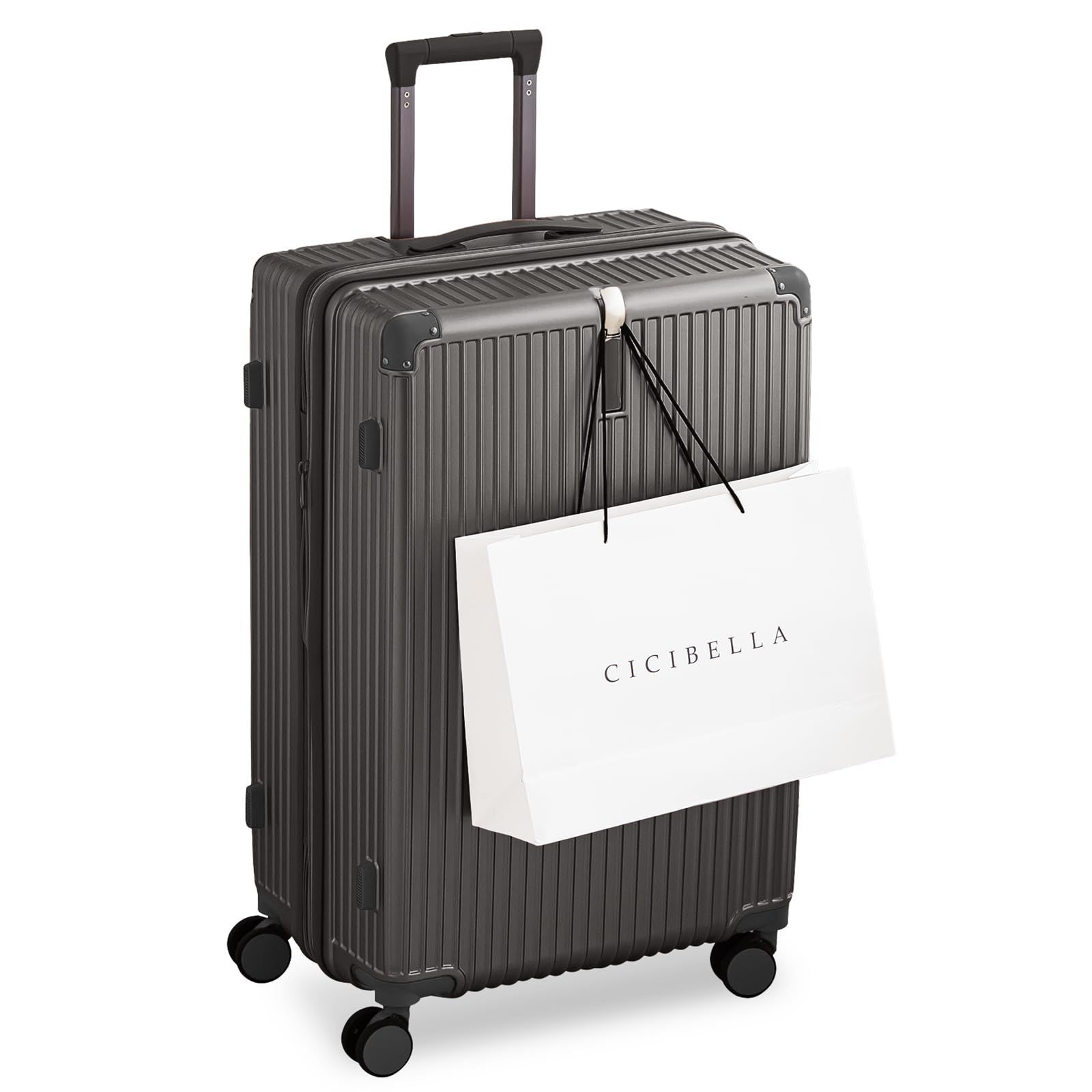 ビジネス 旅行 TSAローク搭載 出張 静音 ブラック 360度回転 耐衝撃 Lサイズ 超軽量 7泊～長期旅行 拡張機能付 スーツケース |110L シシベラ