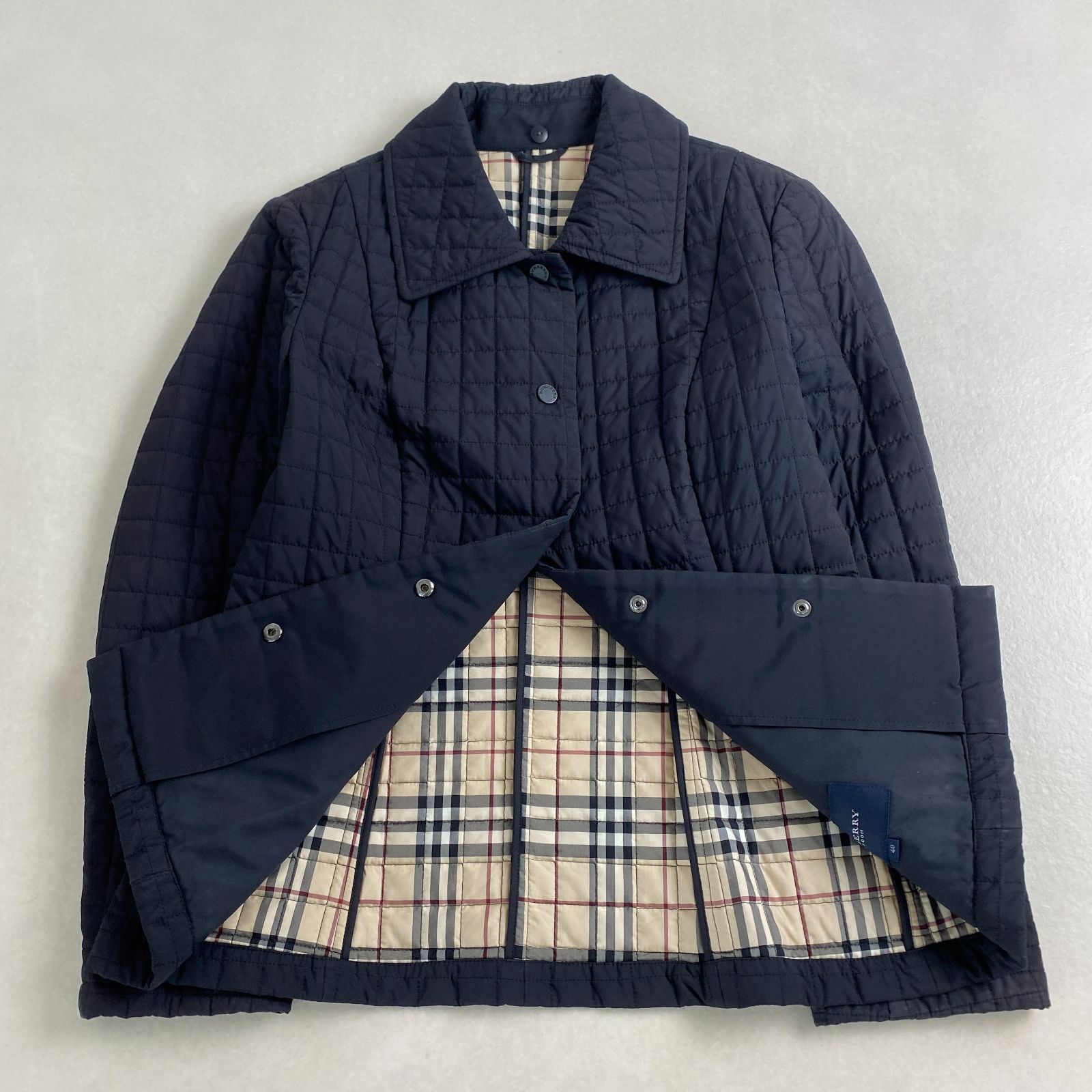 バーバリーロンドン ジャケット キルティング ノバチェック BURBERRY LONDON ブラック ネイビー系 40 L相当