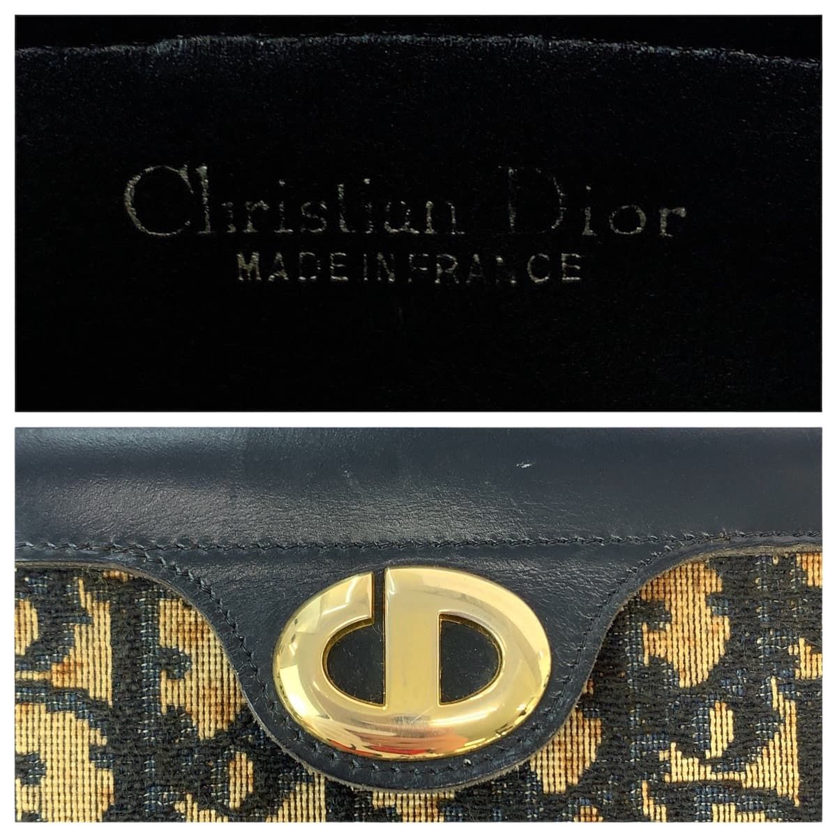 ディオール トロッター クラッチバッグ ネイビー ゴールド金具 Christian Dior クリスチャン ディオール トロッター