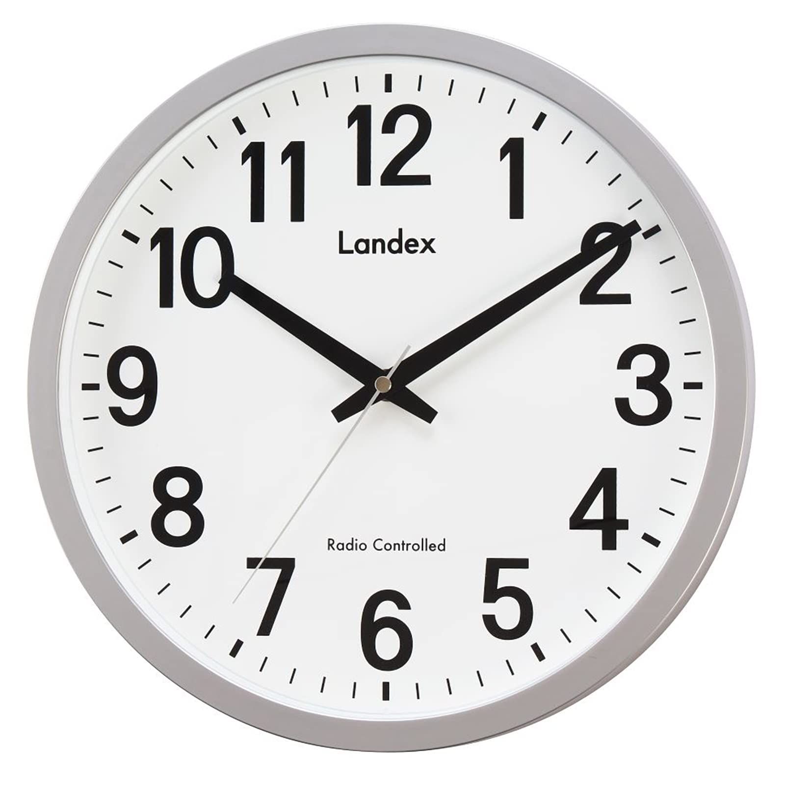 【迅速発送】ランデックス(Landex) 掛け時計 電波時計 シルバー ウォールサイド アナログ ステップ秒針 YW9177SV