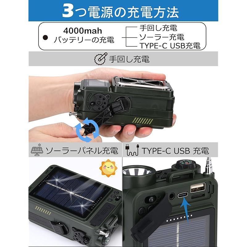 新着商品】ZHIWHIS Bluetoothスピーカー 防災ラジオ FM/AM/短波