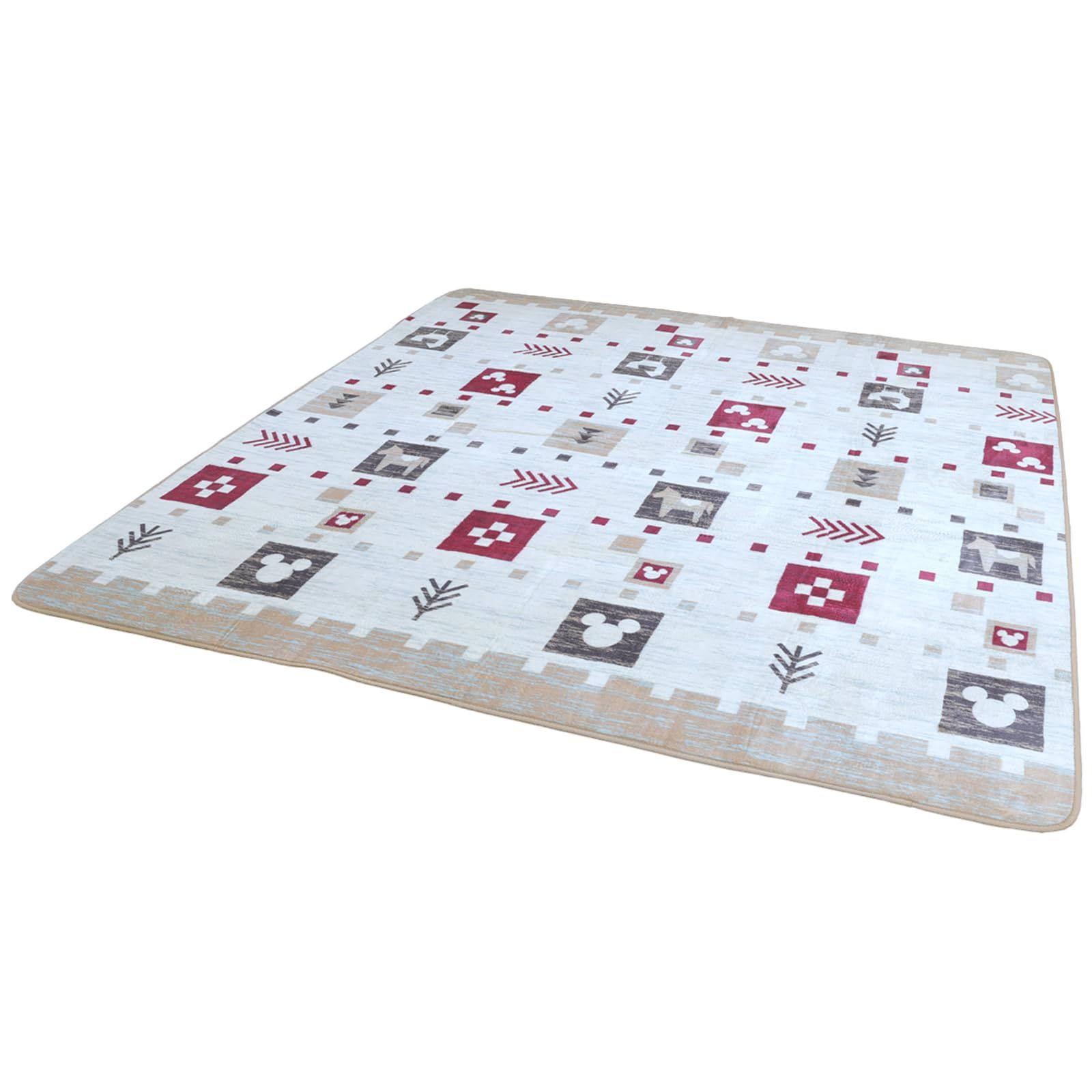 大島屋 ラグ ミッキーマウス レスト ディズニー 洗濯機対応 約180×180cm ベージュ