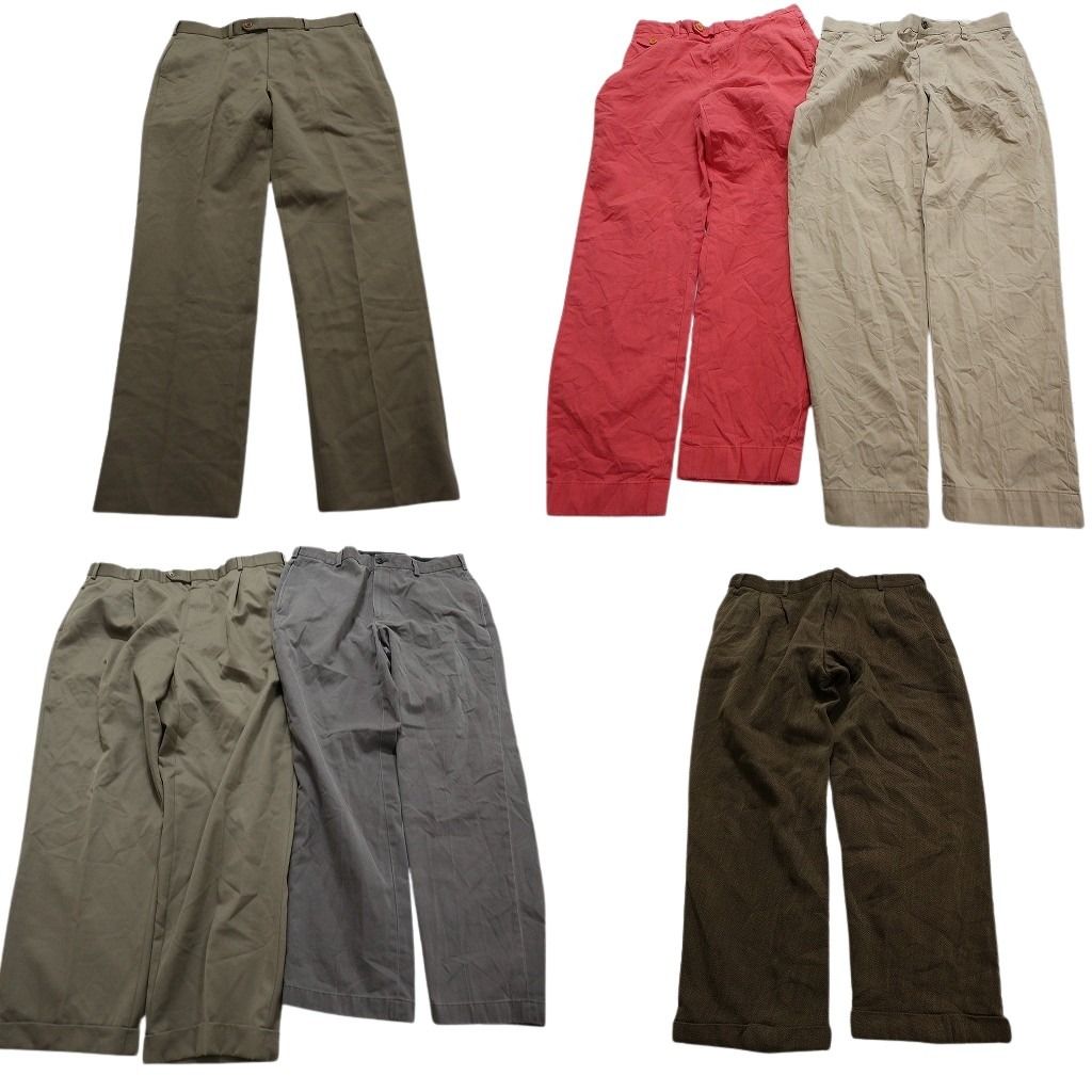 古着卸 ブルックスブラザーズ パンツ 6枚セット メンズ L |XL |2XL ベージュ グレー ブラウン 古着 NA5338