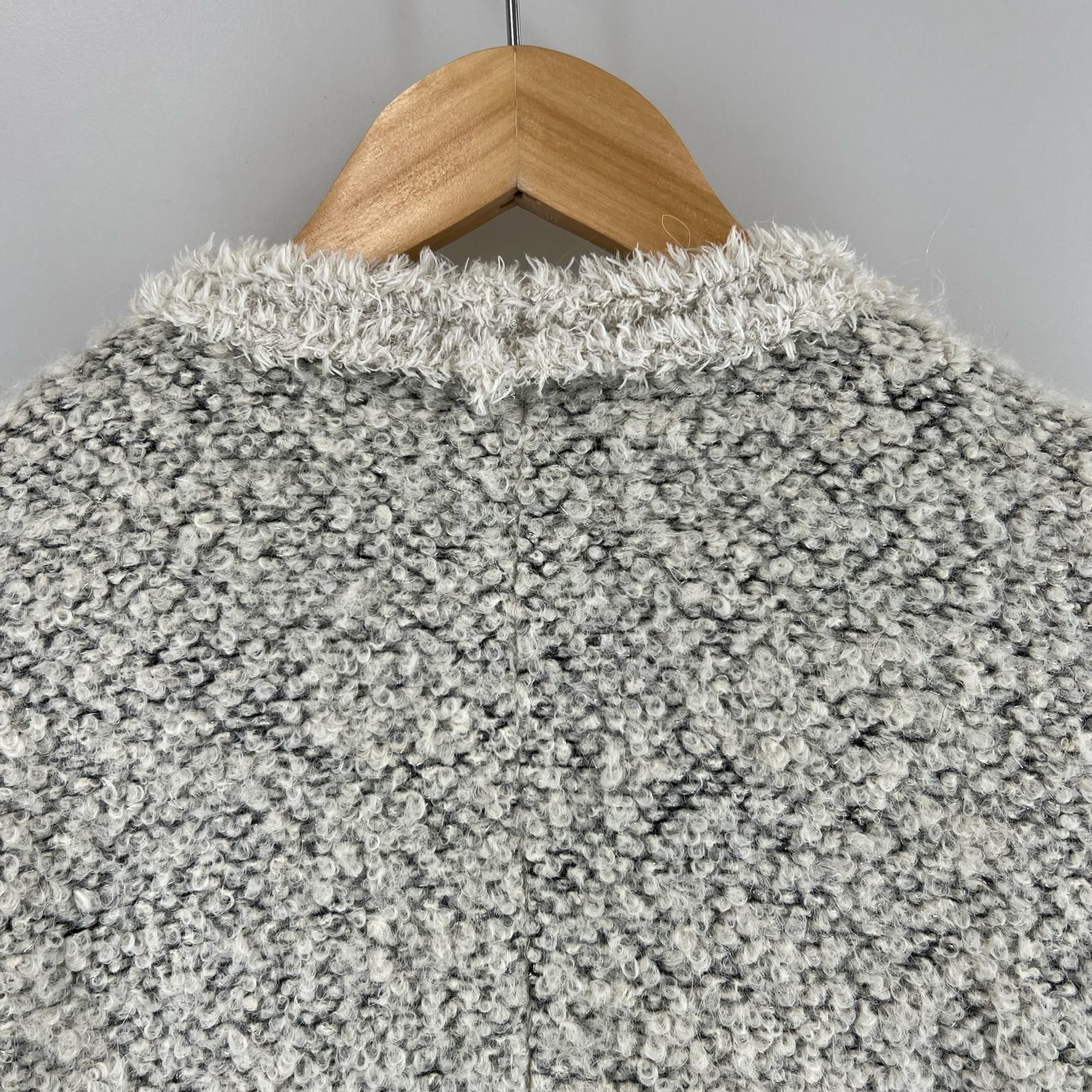 極美品✨【23区】ノーカラージャケット アイボリー コットンポリエステル 40 GIOLICA ノーカラー ツイード ジャケット / 23区 S