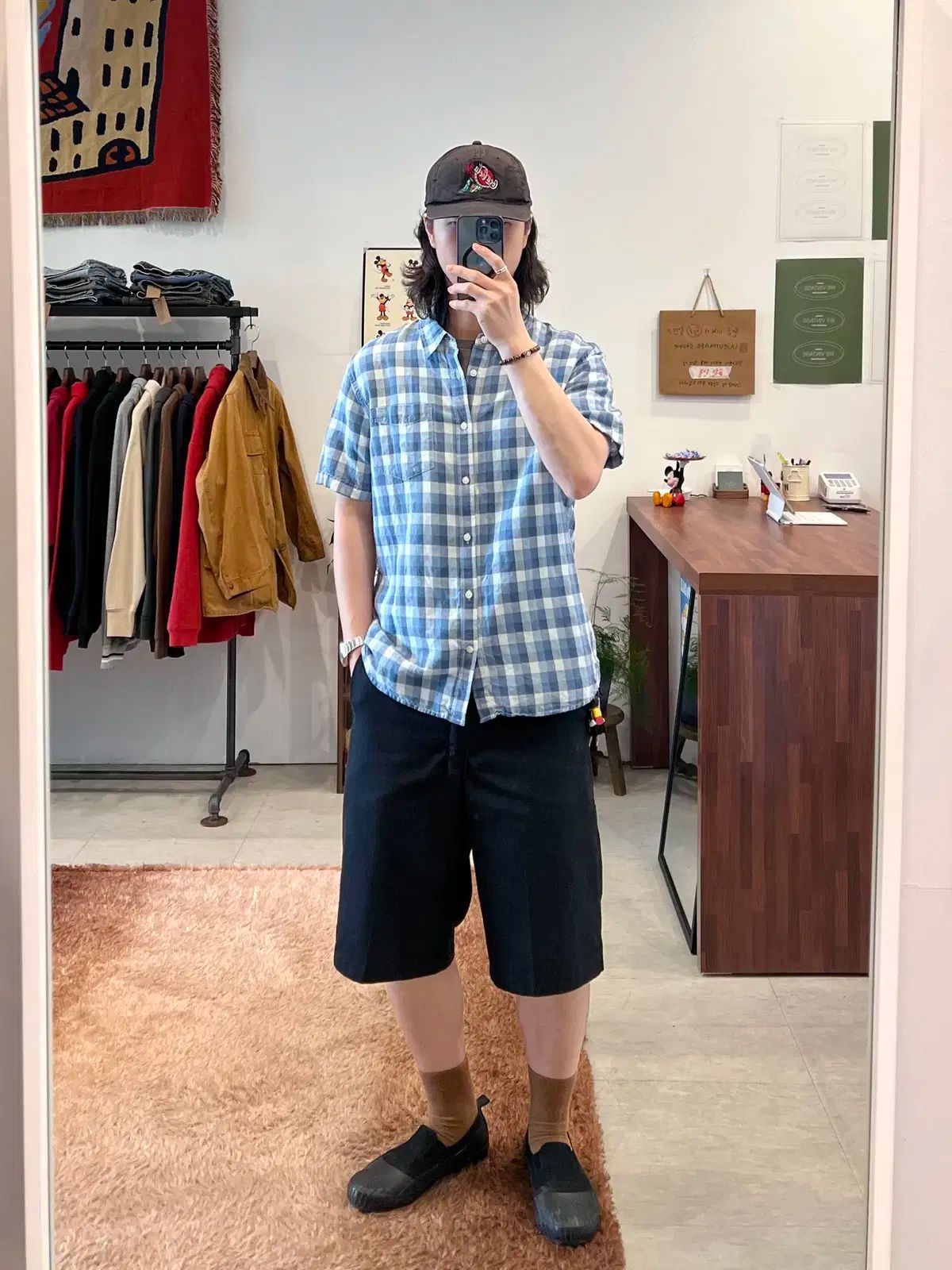 Gap GAP(ギャップ) リネン チェック 半袖 シャツ