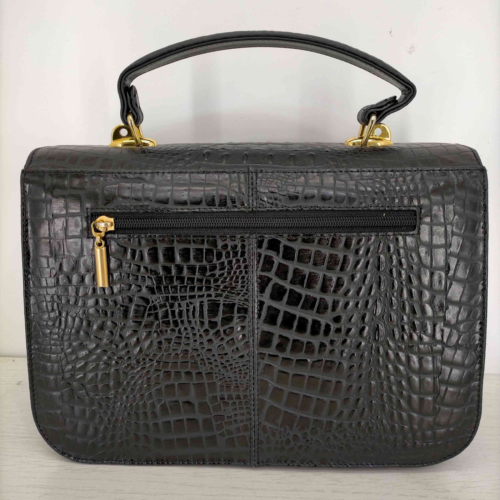 ユーズドフルギ USED古着 クロコ型押し レザーハンドバッグ レディース