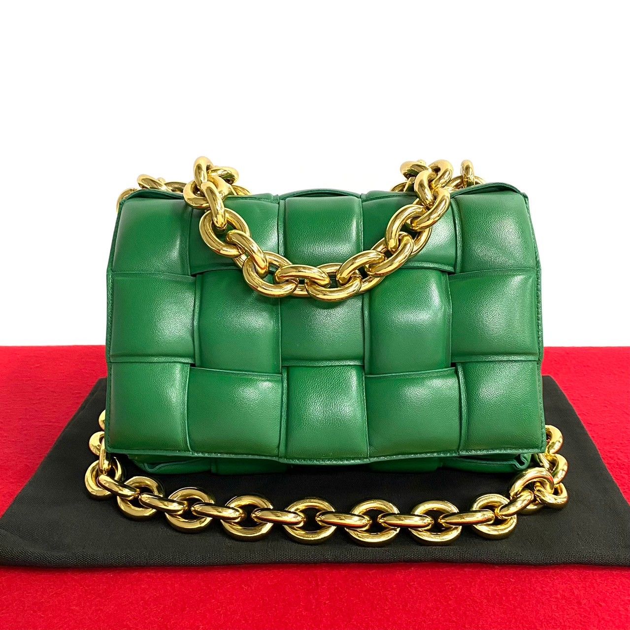 Bottega Veneta グリーンミュール ゴールドチェーン ほぼ未使用 希少品 BOTTEGA VENETA ボッテガヴェネタ パデット