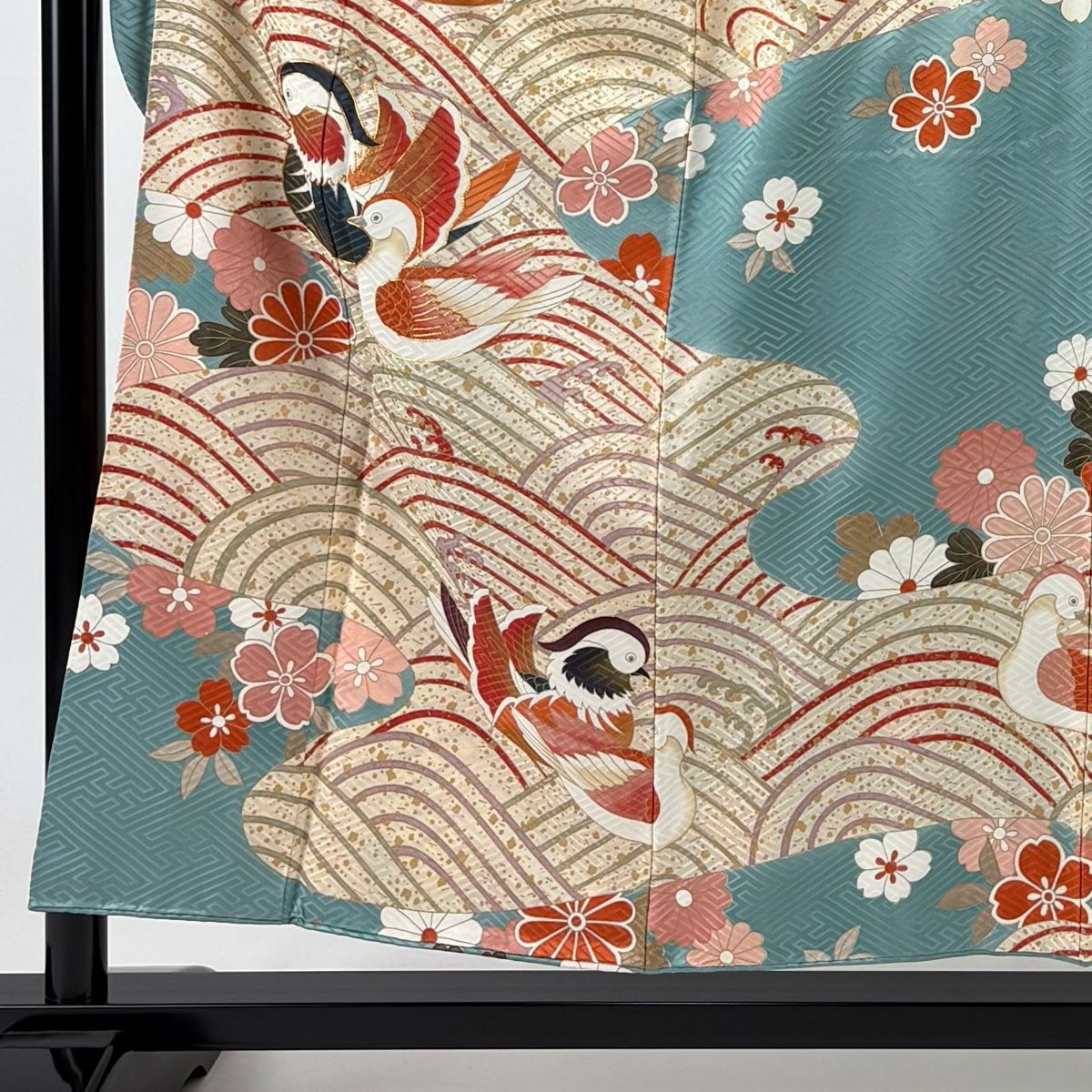振袖　美品　身丈156cm　裄丈64.5cm　成人式　結婚式　正絹　MM59 振袖 身丈163cm 裄丈65.5cm M 袷 袋帯フルセット 檜扇 桜 金糸
