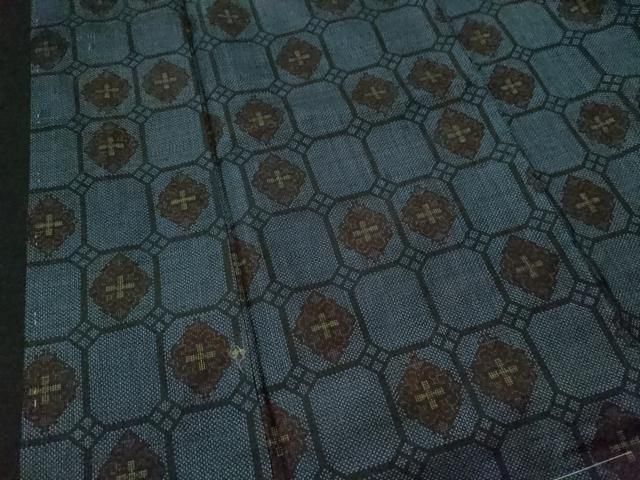 平和屋着物□本場大島紬 7マルキ 泥染め 吉祥花文 正絹 逸品 未