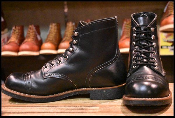 【8D 良品 19年】レッドウィング 8080 アイアンレンジャー 黒 ブラッククローム キャップトゥ 編み上げ ブーツ redwing HOPESMORE【EF244】