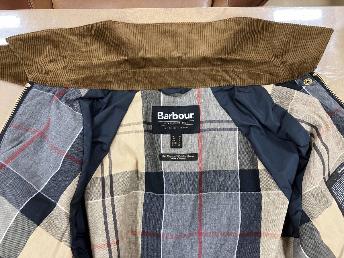  BARBOUR バブアー オイルジャケット ジップアップジャケット オイルコーティングハーフコート ネイビー UK 10 その他 トップス